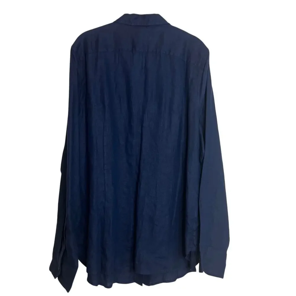 J Crew Mens Slim Fit Button Up Shirt 15T Baird McNutt Irish Linen Navy